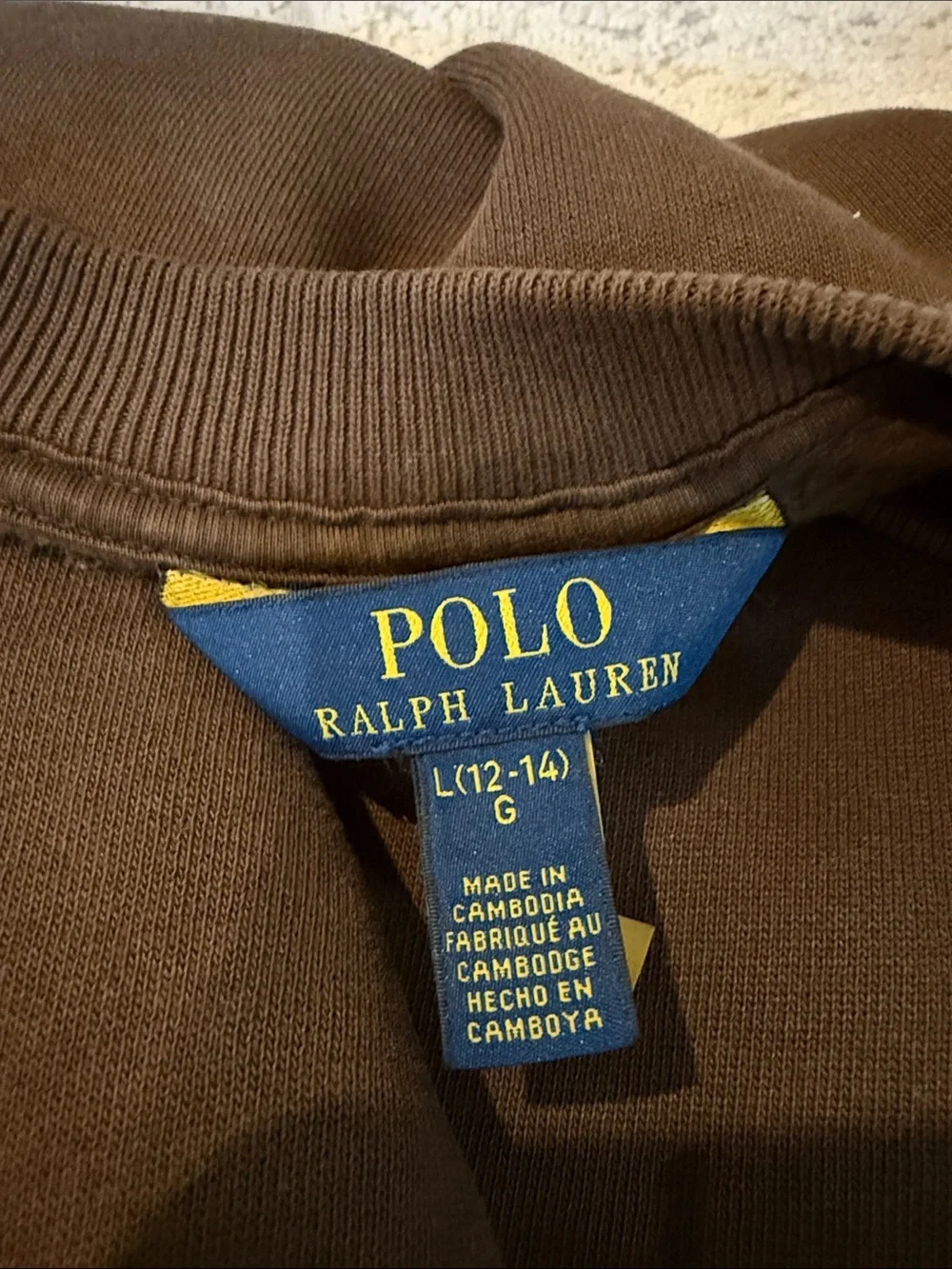 Ralph Lauren Brown Crewneck Sweatshirt with White Sleeve Script